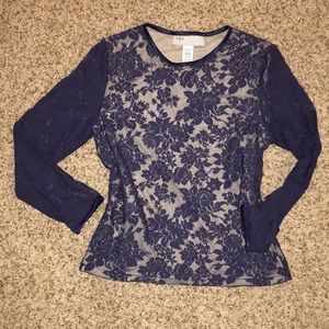 Navy Lace Top